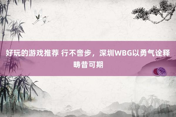 好玩的游戏推荐 行不啻步，深圳WBG以勇气诠释畴昔可期