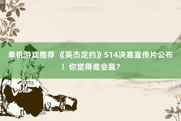 单机游戏推荐 《英杰定约》S14决赛宣传片公布！你觉得谁会赢？