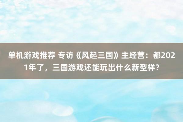 单机游戏推荐 专访《风起三国》主经营：都2021年了，三国游戏还能玩出什么新型样？