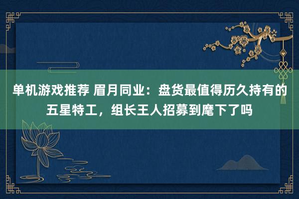 单机游戏推荐 眉月同业：盘货最值得历久持有的五星特工，组长王人招募到麾下了吗